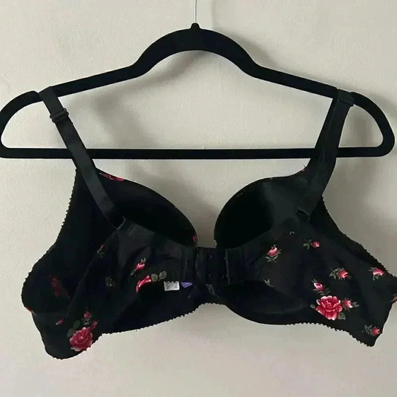 NWOT CASEY PLUNGE MOLDED T-SHIRT BRA - BLACK W/ ROSE PRINT 38C - Picture 5 of 7